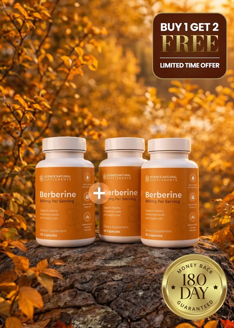 3 bottles of Science Natural Supplements Berberine — Buy 1 Get 2 Free